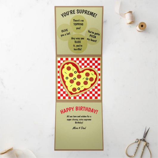 Pizza Box Pizza Puns Birthday Dreifach Gefaltete Karte (Innenseite)
