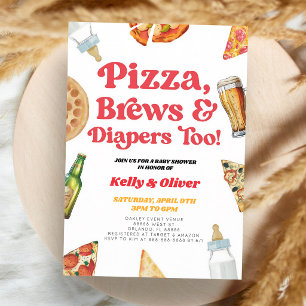 Pizza Braut Diapers Co-Ed Babyparty Einladung