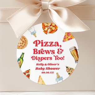 Pizza Brautpaar und Windeln auch Pizza Bier Baby S Runder Aufkleber