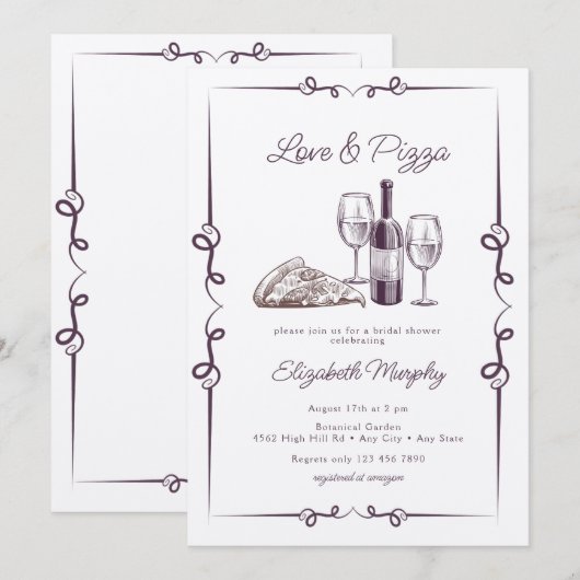 Pizza | BRAUTPARTY Einladung (Vorne/Hinten)