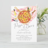 Pizza & Brew Couples Kinderdusche Einladung Mädche (Stehend Vorderseite)