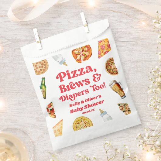 Pizza Brews and Diapers zu Pizza Beer Baby Shower Geschenktütchen (Ausgeschnitten)