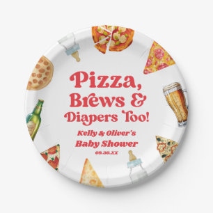 Pizza Brews and Diapers zu Pizza Beer Baby Shower Pappteller