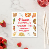 Pizza Brews and Diapers zu Pizza Beer Baby Shower Serviette (Beispiel)