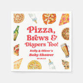Pizza Brews and Diapers zu Pizza Beer Baby Shower Serviette (Vorderseite)