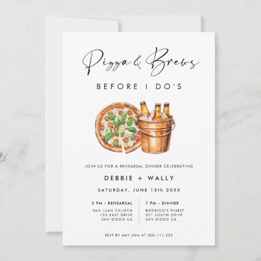 Pizza & Brews bevor ich Probe essen Einladung (Vorderseite)