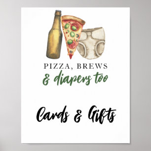 Pizza, Brews & Diapers Karten und Geschenke Babydu Poster