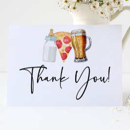 Pizza Brews und Diapers auch! Babyparty Dankeskarte