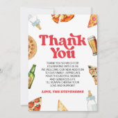 Pizza Brews und Diapers auch! Babyparty Dankeskarte (Vorderseite)