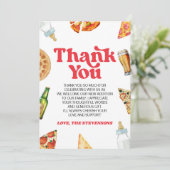 Pizza Brews und Diapers auch! Babyparty Dankeskarte (Stehend Vorderseite)