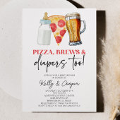 Pizza Brews und Diapers auch! Babyparty Einladung