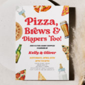 Pizza Brews und Diapers auch! Babyparty Einladung