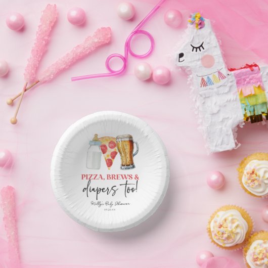 Pizza Brews und Diapers auch! Babyparty Pappteller (Party)