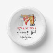 Pizza Brews und Diapers auch! Babyparty Pappteller (Vorderseite)