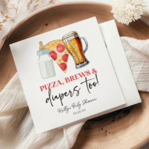 Pizza Brews und Diapers auch! Babyparty Serviette