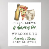 Pizza, Brews und Diapers zu Baby-Dusche Poster (Vorne)