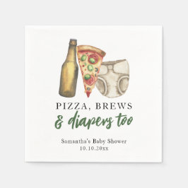 Pizza, Brews und Diapers zu Baby-Dusche Serviette