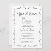 Pizza & Brews Whimsical Hand Drawn Couples Dusche Einladung (Vorderseite)