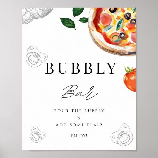 Pizza Bubbly Bar Tabletop Schild Plakat (Vorne)