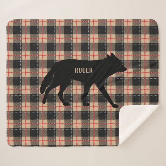 Pizza Buffalo Kariert Wild Coyote Dog anpassen Sherpadecke (Vorderseite (Horizontal))