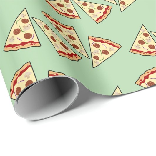 Pizza by Slice Design Wrapping Paper Geschenkpapier (Rolleneckpunkt)