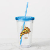 Pizza Cartoon Illustration Acryltrinkbecher (Rückseite)