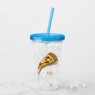 Pizza Cartoon Illustration Acryltrinkbecher