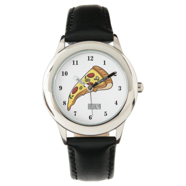 Pizza Cartoon Illustration Armbanduhr (Vorderseite)