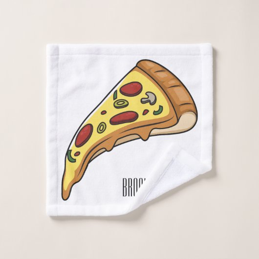 Pizza Cartoon Illustration Badhandtuch Set (Waschlappen)