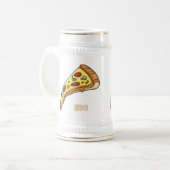 Pizza Cartoon Illustration Bierglas (Vorderseite Links)