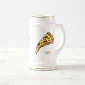 Pizza Cartoon Illustration Bierglas (VorderseiteRechts)