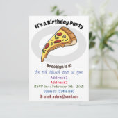 Pizza Cartoon Illustration Einladung (Stehend Vorderseite)