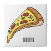 Pizza Cartoon Illustration Fliese (Vorderseite)
