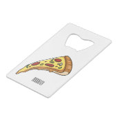 Pizza Cartoon Illustration Geldbeutel Flaschenöffner (Rückseite Schrägansicht)