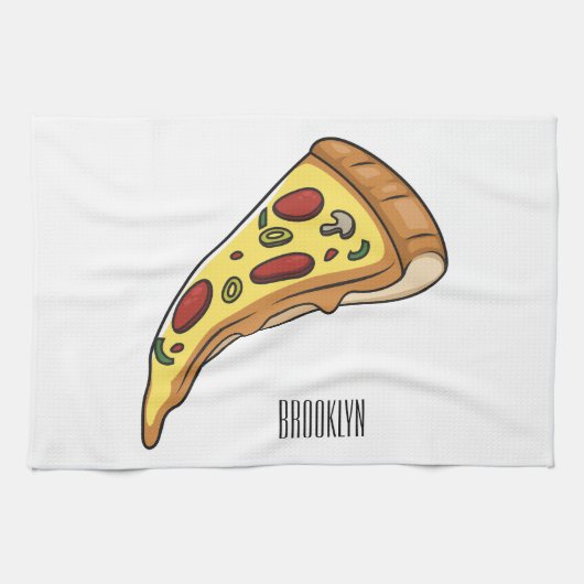 Pizza Cartoon Illustration Geschirrtuch (Horizontal)