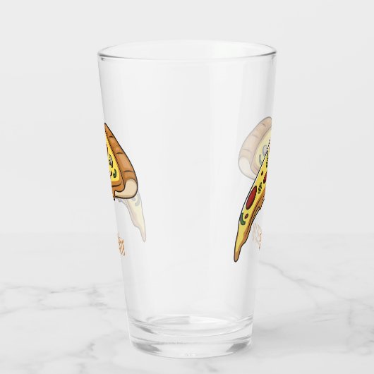 Pizza Cartoon Illustration Glas (Rechts)
