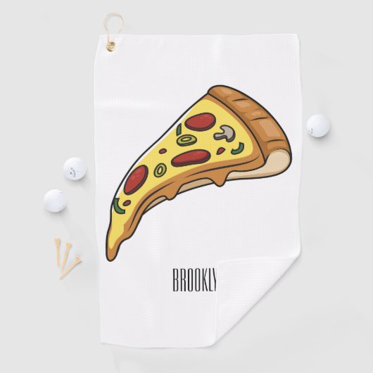 Pizza Cartoon Illustration Golfhandtuch (Insitu)