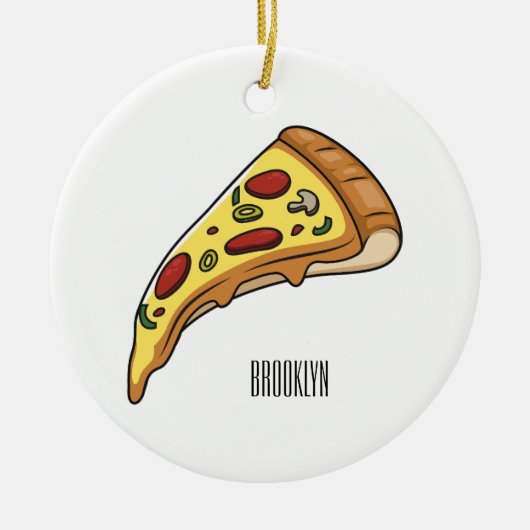 Pizza Cartoon Illustration Keramik Ornament (Vorne)