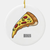 Pizza Cartoon Illustration Keramik Ornament (Hinten)