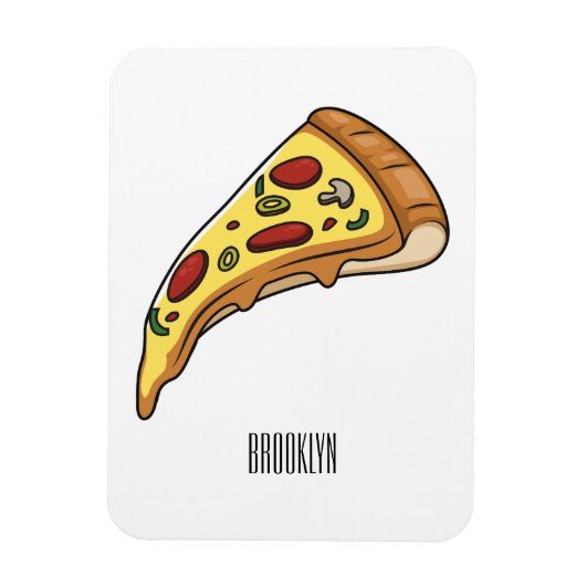 Pizza Cartoon Illustration Magnet (Vertikal)