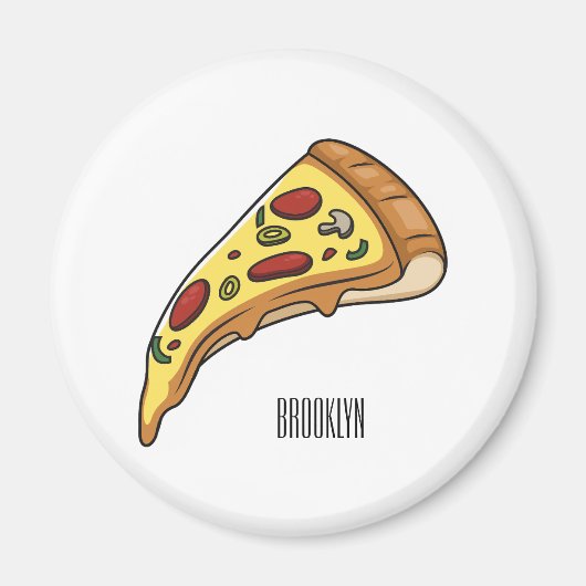 Pizza Cartoon Illustration Magnet (Vorne)