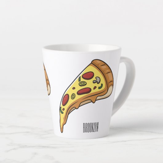 Pizza Cartoon Illustration Milchtasse (Rechte Ecke)
