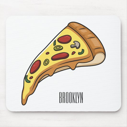 Pizza Cartoon Illustration Mousepad (Vorne)