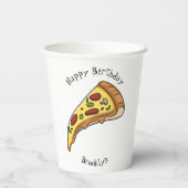 Pizza Cartoon Illustration Pappbecher (Rückseite)