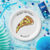 Pizza Cartoon Illustration Pappteller (Party)