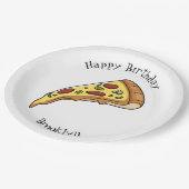 Pizza Cartoon Illustration Pappteller (Schrägansicht)