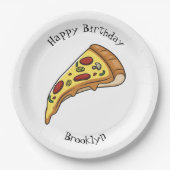 Pizza Cartoon Illustration Pappteller (Vorderseite)