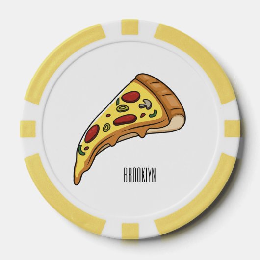 Pizza Cartoon Illustration Pokerchips (Vorderseite)