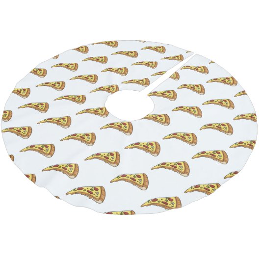 Pizza Cartoon Illustration Polyester Weihnachtsbaumdecke (Schrägansicht)