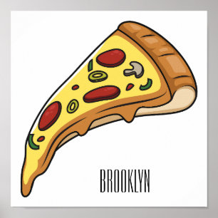Pizza Cartoon Illustration Poster